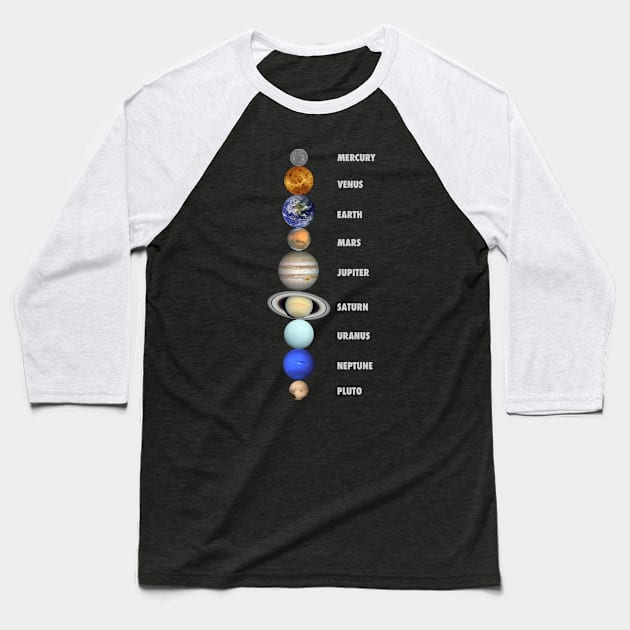 Solar System Baseball T-Shirt by vladocar